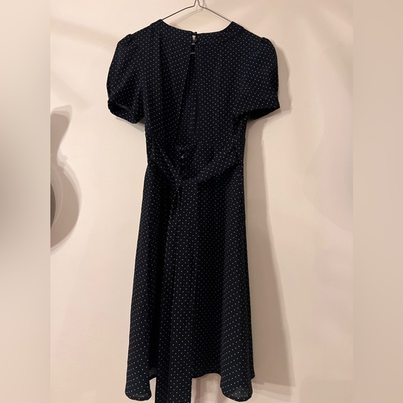 TOPSHOP Navy Polkadot Mini Dress - Picture 3 of 8